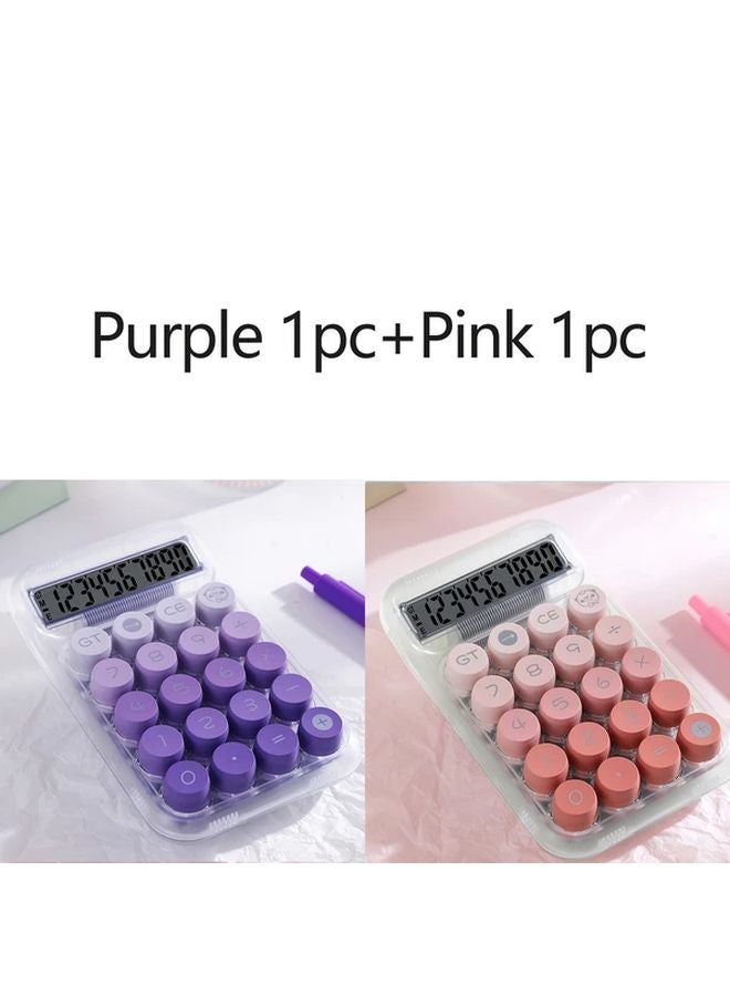 Large 5.7 Inch Transparent Calculator Big Buttons 10 Digits Purple Pink Gradient Kawaii Office - Image 2