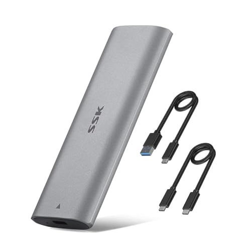 SSK M.2 SATA NVME SSD Enclosure Adapter Reader, Tool-Free, USB C 3.1/3.2 Gen 2 10Gbps PCIe, RTL9210B Chips - Image 1
