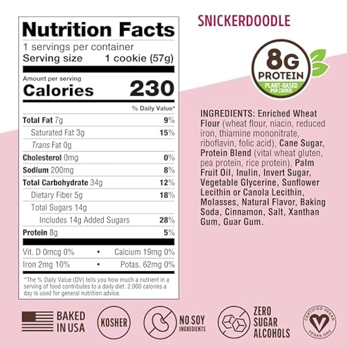 Lenny & Larry's The Complete Cookie, Snickerdoodle, Soft Baked, 8g Plant Protein, Vegan, Non-GMO, 2 Ounce Cookie (Pack of 12) - Image 4
