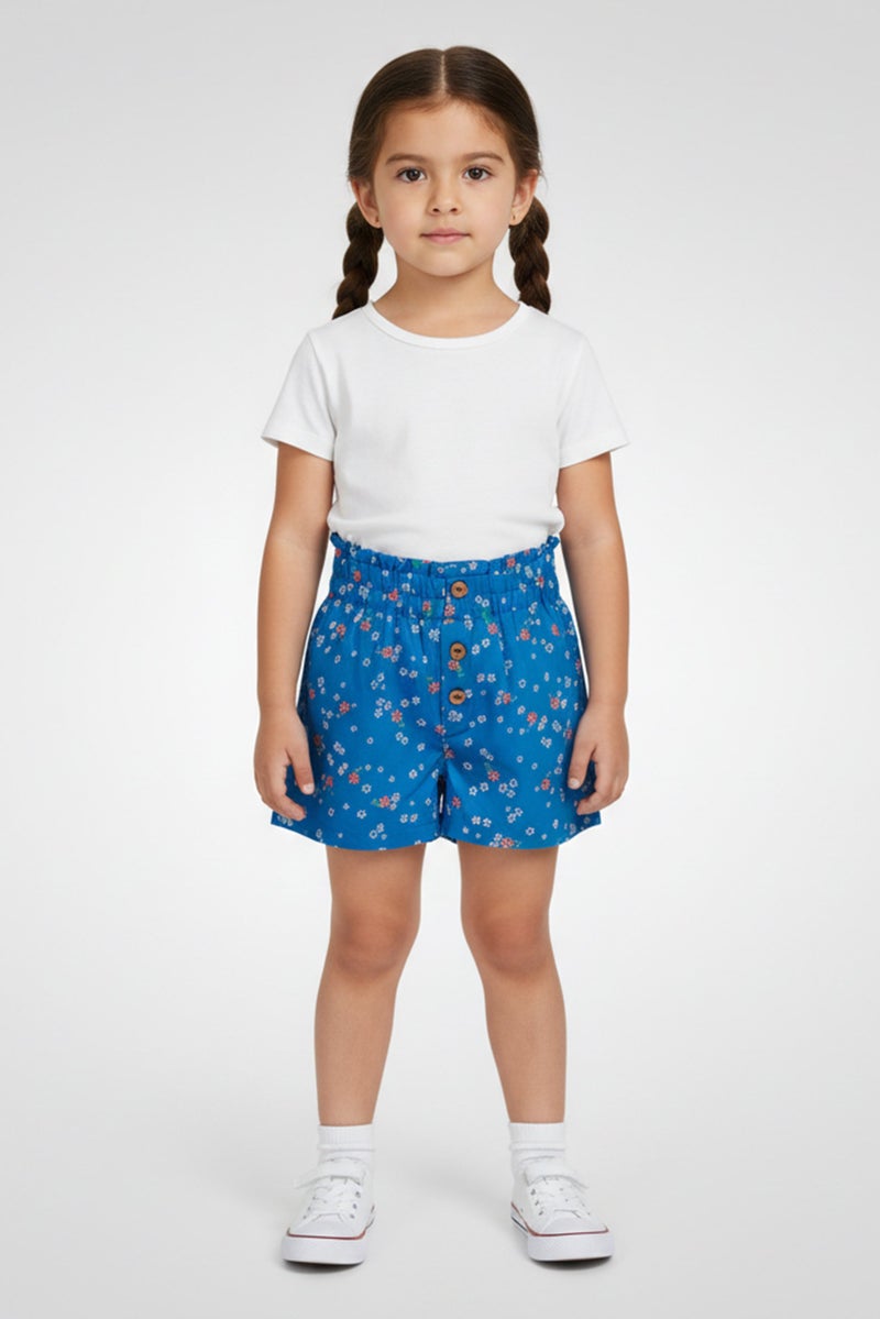Hamleys Toddlers Girl Floral Pattern Basic Shorts, Multicolor - Image 1