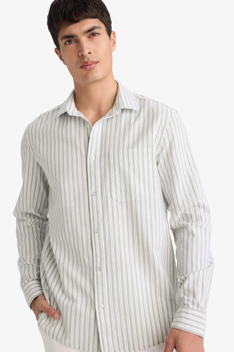 ديفاكتو Stripped Long Sleeves Cotton Shirt