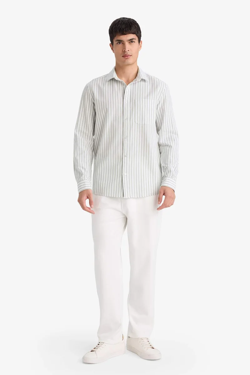 ديفاكتو Stripped Long Sleeves Cotton Shirt