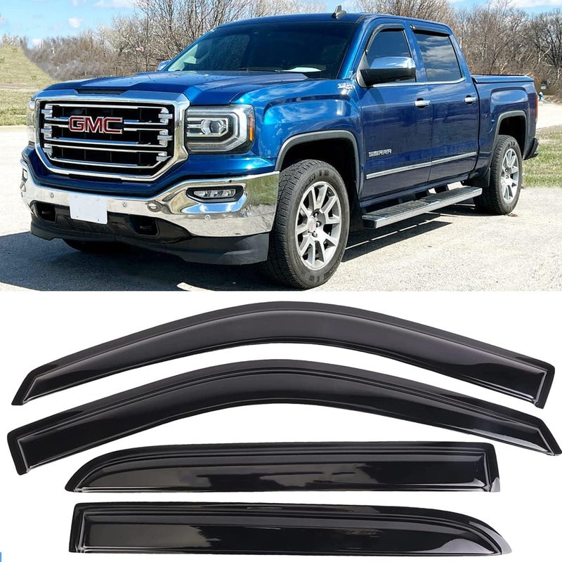 TONOYTIM TONYTIM Side Window Visors Wind Deflectors for 2014-2018 Chevy Silverado/GMC Sierra Crew Cab - 4PC Set - Image 1