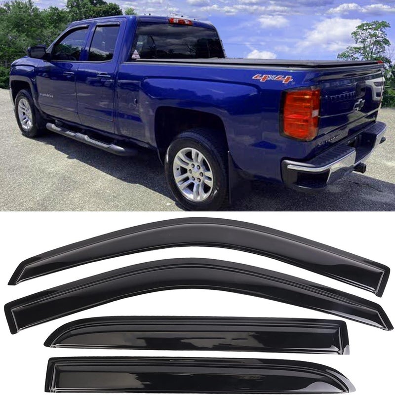 TONOYTIM TONYTIM Side Window Visors Wind Deflectors for 2014-2018 Chevy Silverado/GMC Sierra Crew Cab - 4PC Set - Image 2