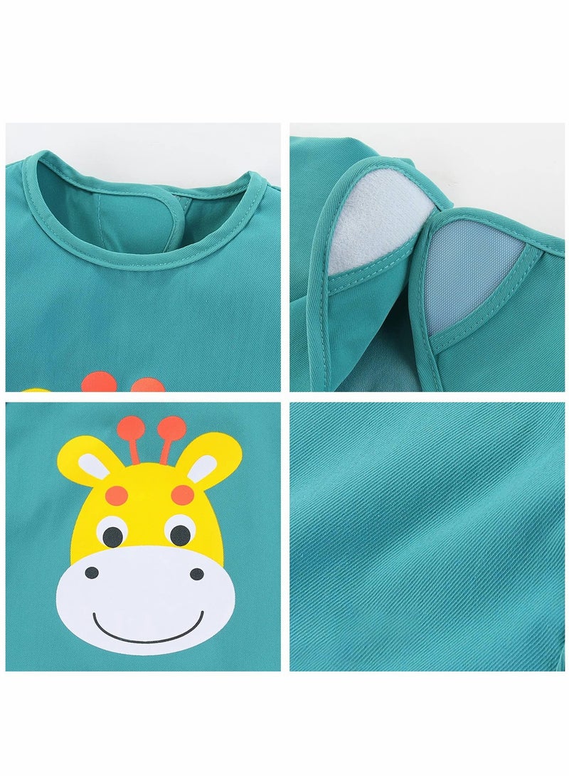 3 Pack Baby Bibs, Sleeveless Sleeve Bibs, Toddler Bibs Baby Feeding Bib Set with Crumb Catcher Pocket, Unisex Washable Adjustable Apron Little Kids Soft Protection Clothes 6-12 Months - Image 3