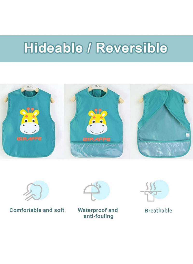 3 Pack Baby Bibs, Sleeveless Sleeve Bibs, Toddler Bibs Baby Feeding Bib Set with Crumb Catcher Pocket, Unisex Washable Adjustable Apron Little Kids Soft Protection Clothes 6-12 Months - Image 4