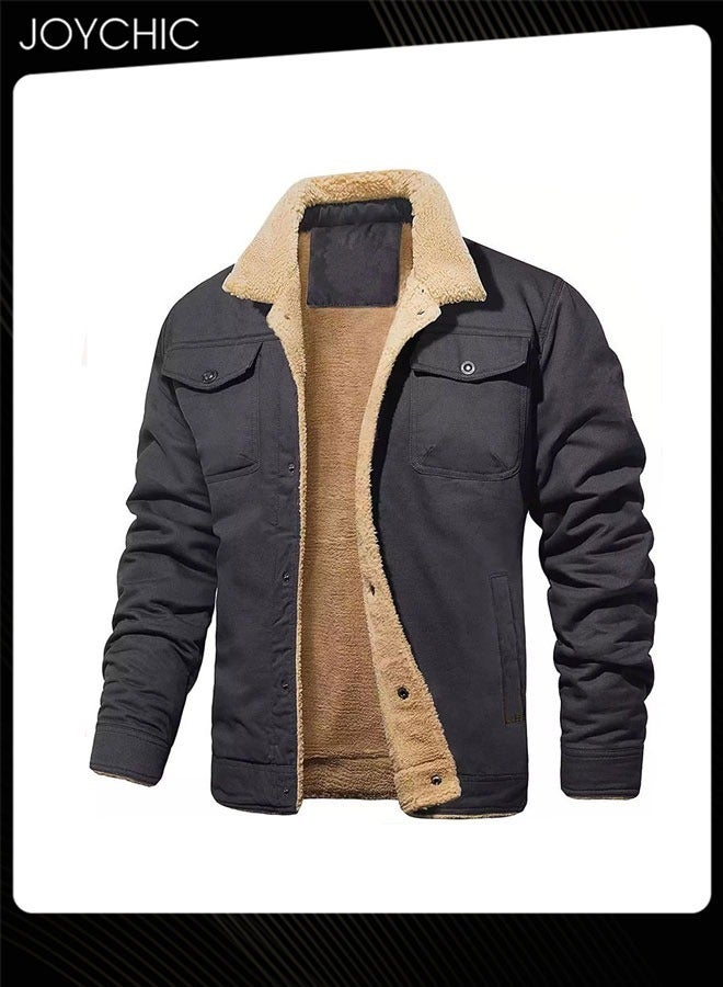 Joychic New Style Men Casual Jackets Autumn and Winter Cotton Warm and Windproof Outwear Deep Grey  - Image 1