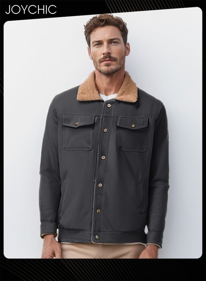 Joychic New Style Men Casual Jackets Autumn and Winter Cotton Warm and Windproof Outwear Deep Grey  - Image 2