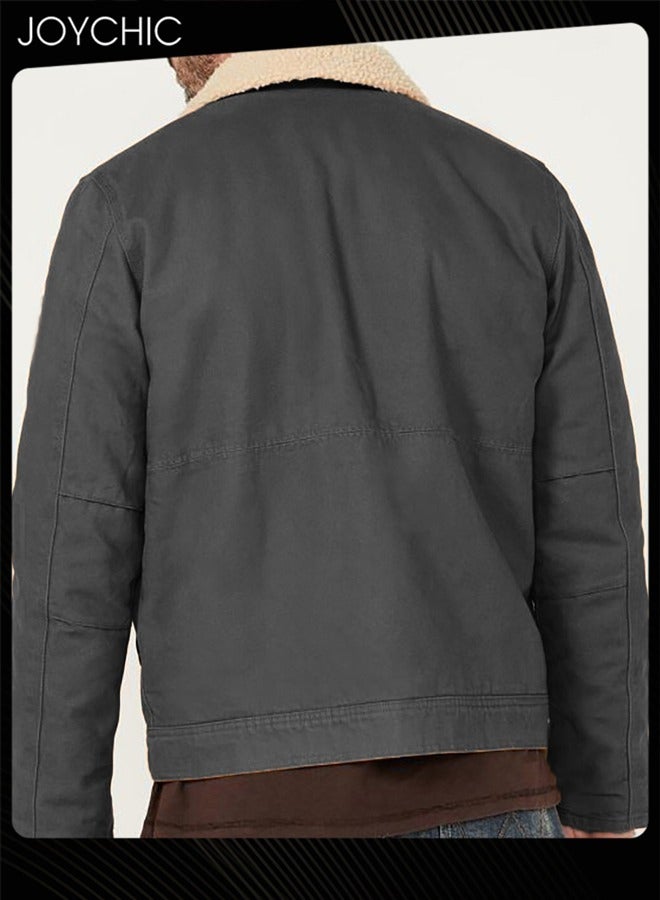 Joychic New Style Men Casual Jackets Autumn and Winter Cotton Warm and Windproof Outwear Deep Grey  - Image 3