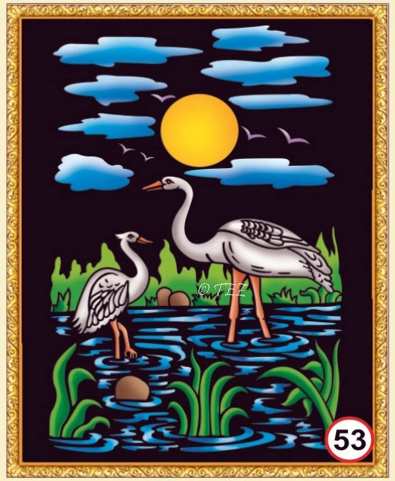 Tez DIY - Emboss Painting Kit, Crane (Bird), Medium(13x19 inch), Design No. 53 - Image 1