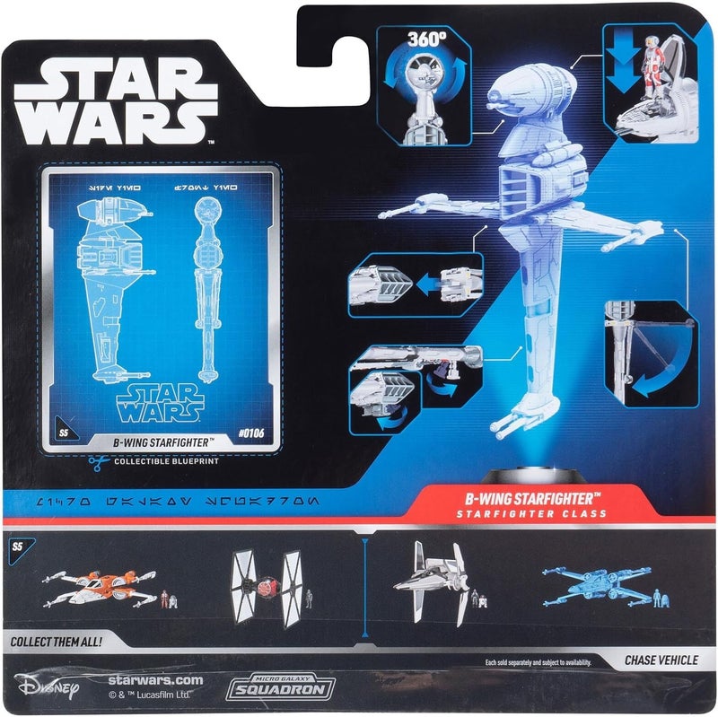 STAR WARS Micro Galaxy Squadron B-Wing Starfighter - 5-Inch Vehicle with Rotating Cockpit, Foldout Wings, and 1-Inch Micro Figure Accessory - Image 3