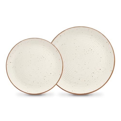 miah decor Ceramic Quarter Plates Small Dinner Plates Set of 4 (7 Inches) & Dinner Plates Set of 4 (10 inches) Handcrafted Stoneware Serving Platter Dining Plates for Snacks & Dessert - Image 1