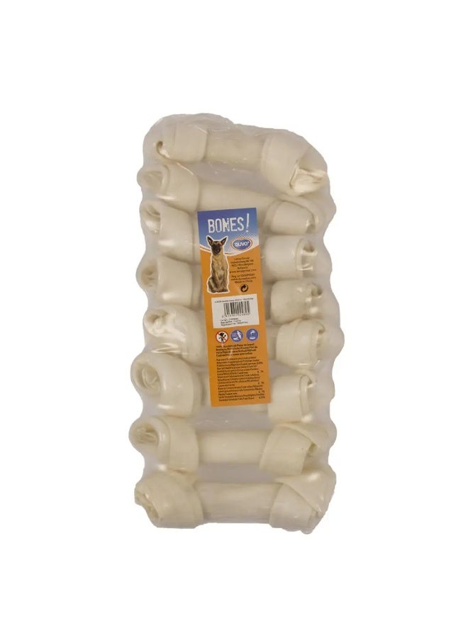 Duvo + Duvo White Knotted Bone Dog Chews 13cm – 8 Pieces Rawhide Treats - Image 1