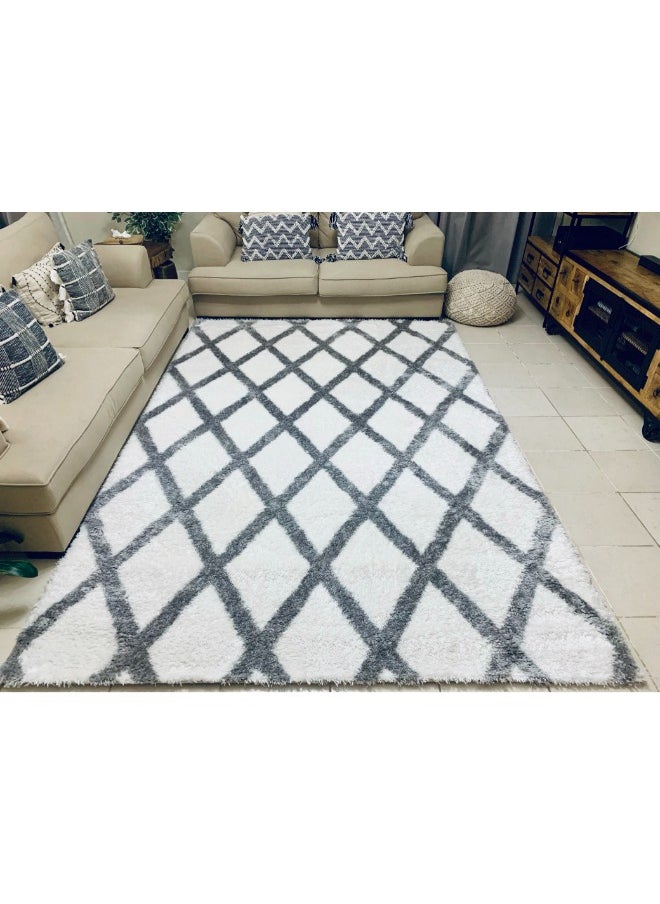 HANDPICKED FURNITURE Handpicked Furniture Fluffy Grey Rug, Ultra Soft Area Carpets For Bed Room, Living Room, And Dining Room, Antislip Floor Carpets, Easy To Clean, Made In Turkey, Rectangle  - Image 1