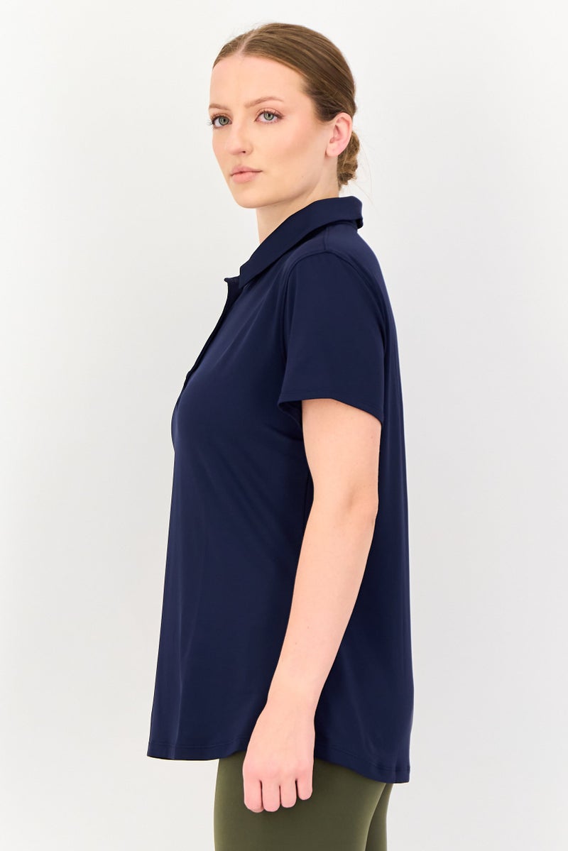 UNDER ARMOUR Women Sportswear Fit Short Sleeve Training Polo Shirt, Navy - Image 2