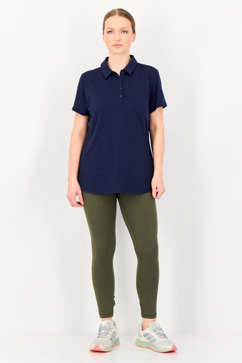 UNDER ARMOUR Women Sportswear Fit Short Sleeve Training Polo Shirt, Navy - Image 4