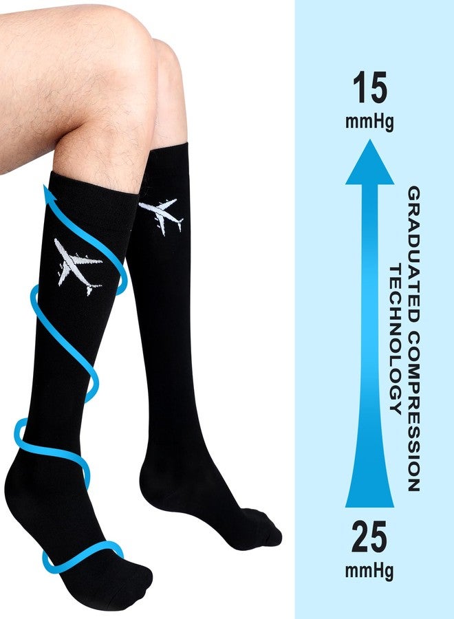 Skicuff 2 Pairs Travel Compression Socks for Women Men 15-25 Mmhg Graduated Knee High Airplane Socks Fight Travel Accessories(Black) - Image 2