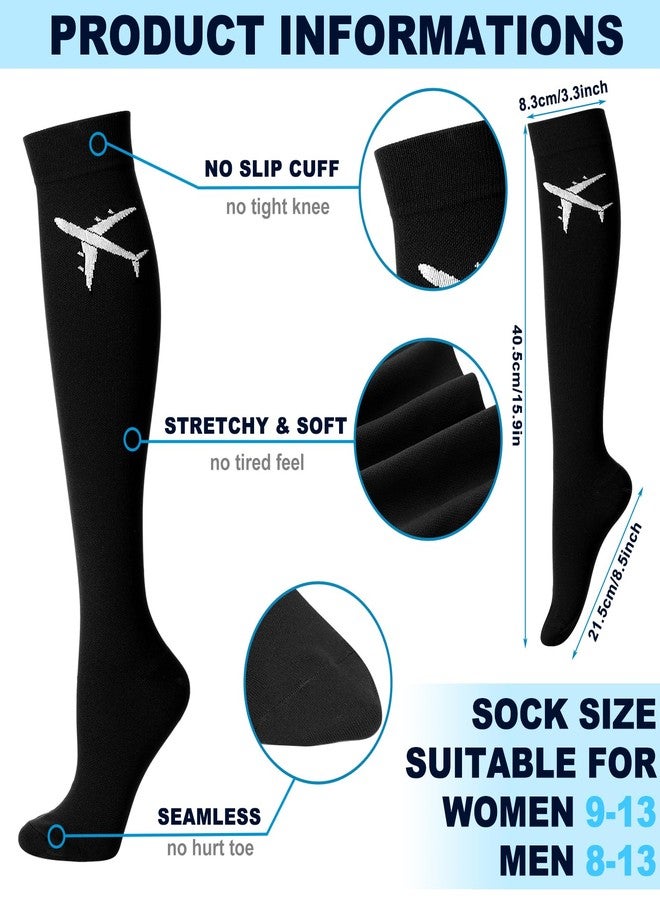 Skicuff 2 Pairs Travel Compression Socks for Women Men 15-25 Mmhg Graduated Knee High Airplane Socks Fight Travel Accessories(Black) - Image 3