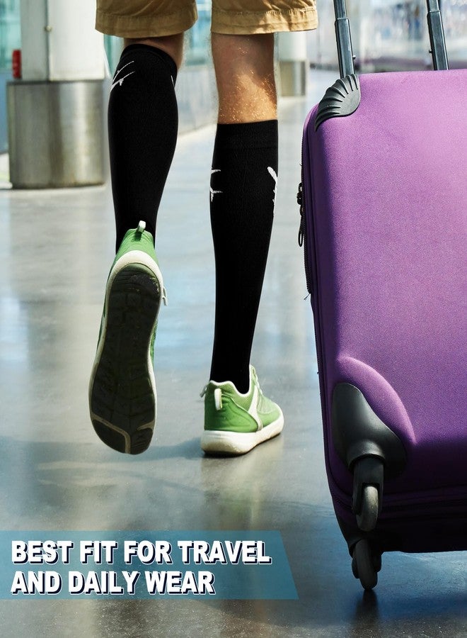 Skicuff 2 Pairs Travel Compression Socks for Women Men 15-25 Mmhg Graduated Knee High Airplane Socks Fight Travel Accessories(Black) - Image 5