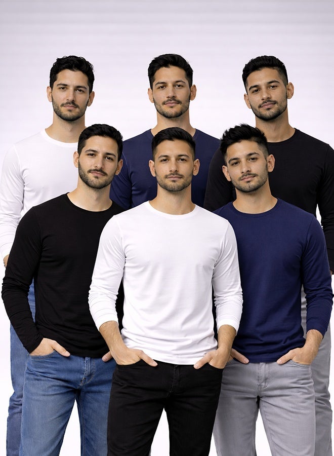 دايس طقم تيشيرتات رجالي كم طويل قطني (6 قطع) - Image 2