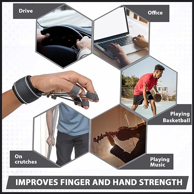 SUREFIT Finger Exerciser Hand Grip Strengthener for Fingers & Wrist Training Black Standard Size - Image 2