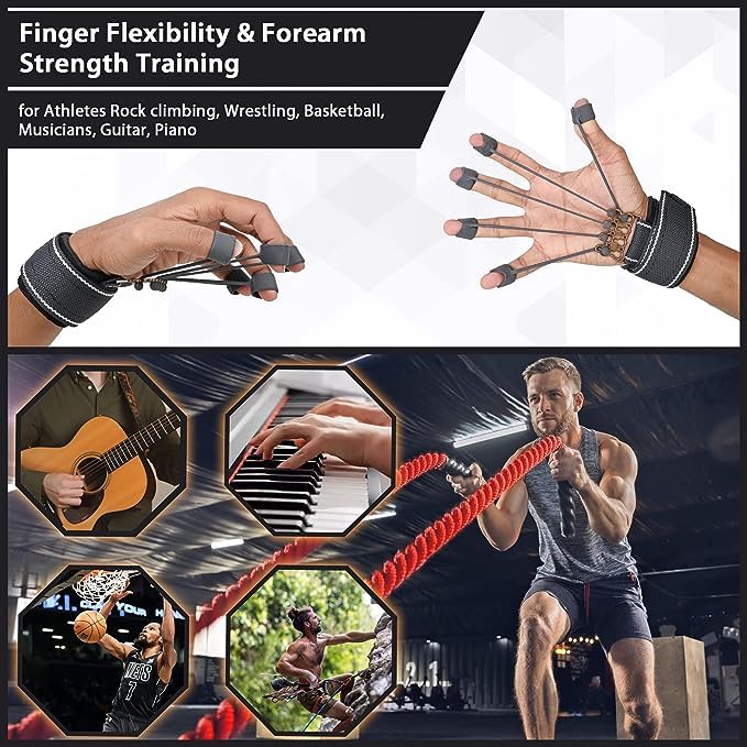 SUREFIT Finger Exerciser Hand Grip Strengthener for Fingers & Wrist Training Black Standard Size - Image 3