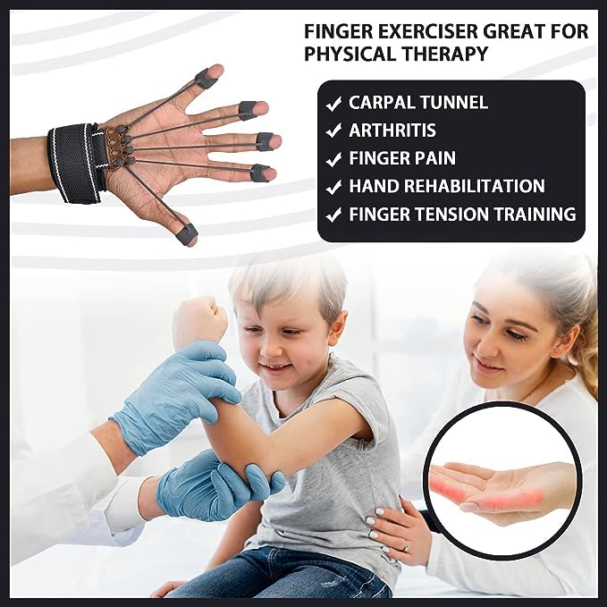 SUREFIT Finger Exerciser Hand Grip Strengthener for Fingers & Wrist Training Black Standard Size - Image 4