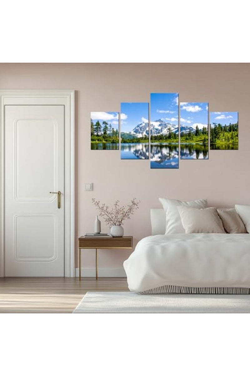 Artbrush Tower US Washington State Shuke Gable Wall Decor North Cascade National Park View Wall Art Picture Canvas Print Forest Lake Poster Painting Framed Bedroom Decoration Ready to Hang(60''Wx32''H) - Image 3