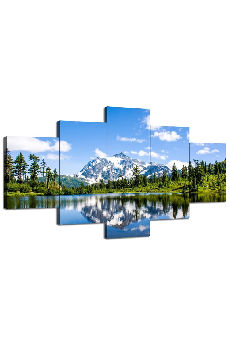 Artbrush Tower US Washington State Shuke Gable Wall Decor North Cascade National Park View Wall Art Picture Canvas Print Forest Lake Poster Painting Framed Bedroom Decoration Ready to Hang(60''Wx32''H) - Image 1