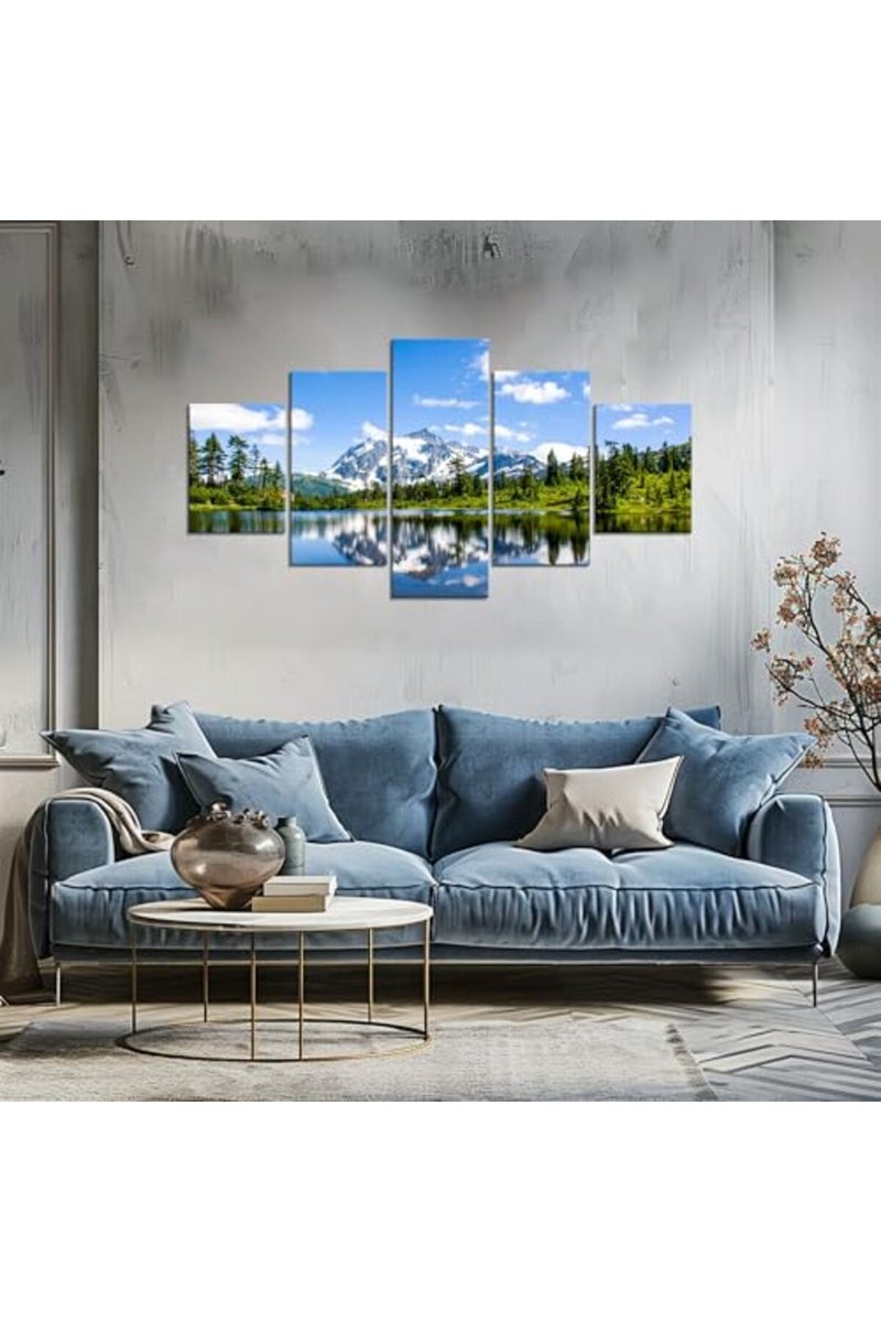 Artbrush Tower US Washington State Shuke Gable Wall Decor North Cascade National Park View Wall Art Picture Canvas Print Forest Lake Poster Painting Framed Bedroom Decoration Ready to Hang(60''Wx32''H) - Image 5