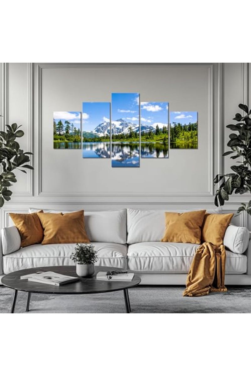 Artbrush Tower US Washington State Shuke Gable Wall Decor North Cascade National Park View Wall Art Picture Canvas Print Forest Lake Poster Painting Framed Bedroom Decoration Ready to Hang(60''Wx32''H) - Image 4