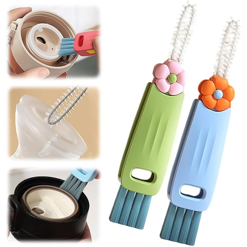 Fauppt Multifunctional 3 in 1 Cup Lid Cleaning Brush, 2026 Upgraded Cup Cleaning Brush Portable Crevice Cleaning Brush Set for Bottle Gap Tight Spaces Cup, Cup Lid Cleaning Brush for Home Use (Blue Green) - Image 1