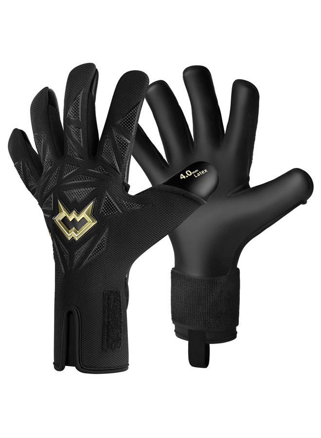 WVVOU Professional Goalkeeper Gloves for Adults and Youth Soccer Goalie Gloves Breathable Soccer Gloves High Performance Guantes De Portero with 4+3mm Sticky Super Grip Latex Palm (Black, 10) - Image 1