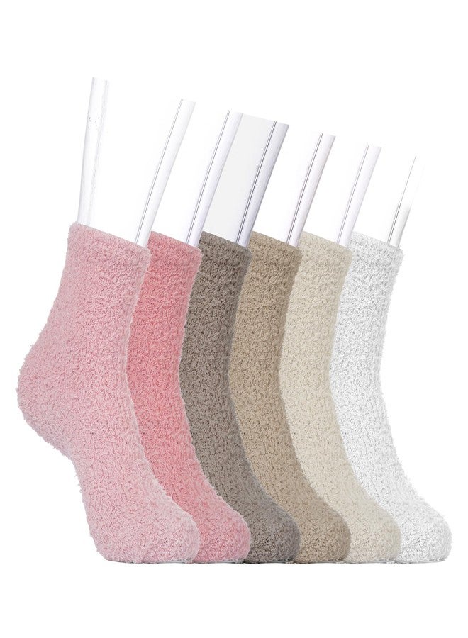 Fengek 6 Pairs Women's Fuzzy Slipper Socks - Cozy Fluffy Socks for Women, Warm Winter & Fall Slipper Socks for Cold Weather & Indoor Wear - Image 1