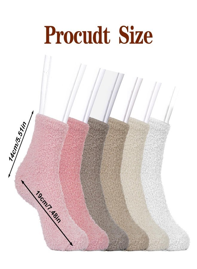 Fengek 6 Pairs Women's Fuzzy Slipper Socks - Cozy Fluffy Socks for Women, Warm Winter & Fall Slipper Socks for Cold Weather & Indoor Wear - Image 2
