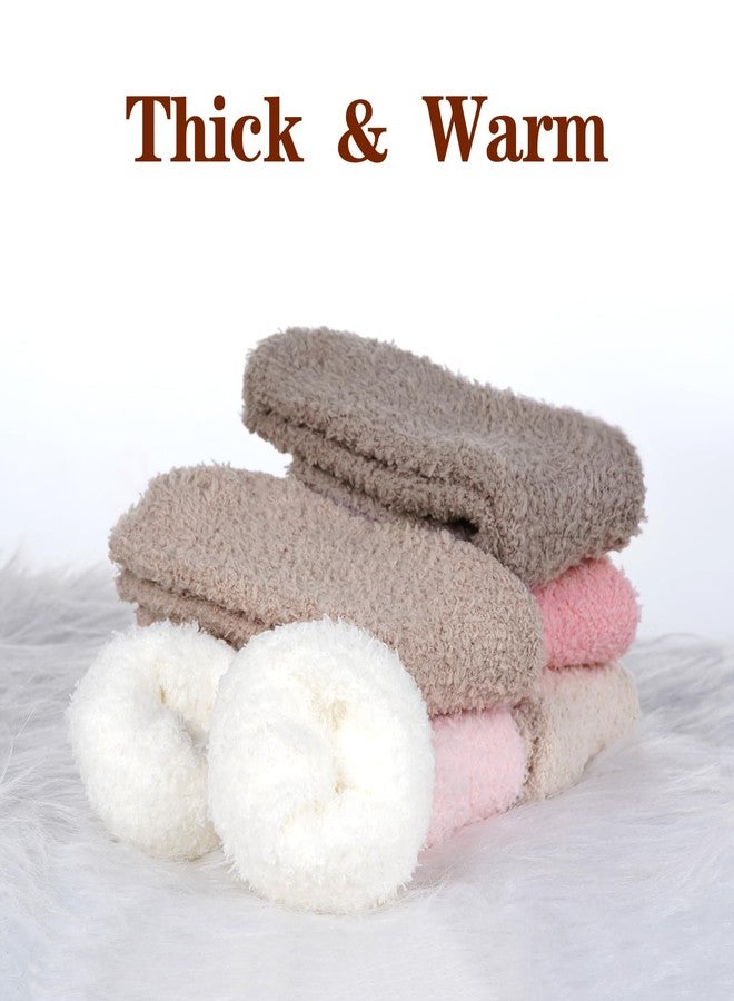 Fengek 6 Pairs Women's Fuzzy Slipper Socks - Cozy Fluffy Socks for Women, Warm Winter & Fall Slipper Socks for Cold Weather & Indoor Wear - Image 4