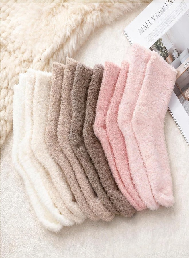 Fengek 6 Pairs Women's Fuzzy Slipper Socks - Cozy Fluffy Socks for Women, Warm Winter & Fall Slipper Socks for Cold Weather & Indoor Wear - Image 5