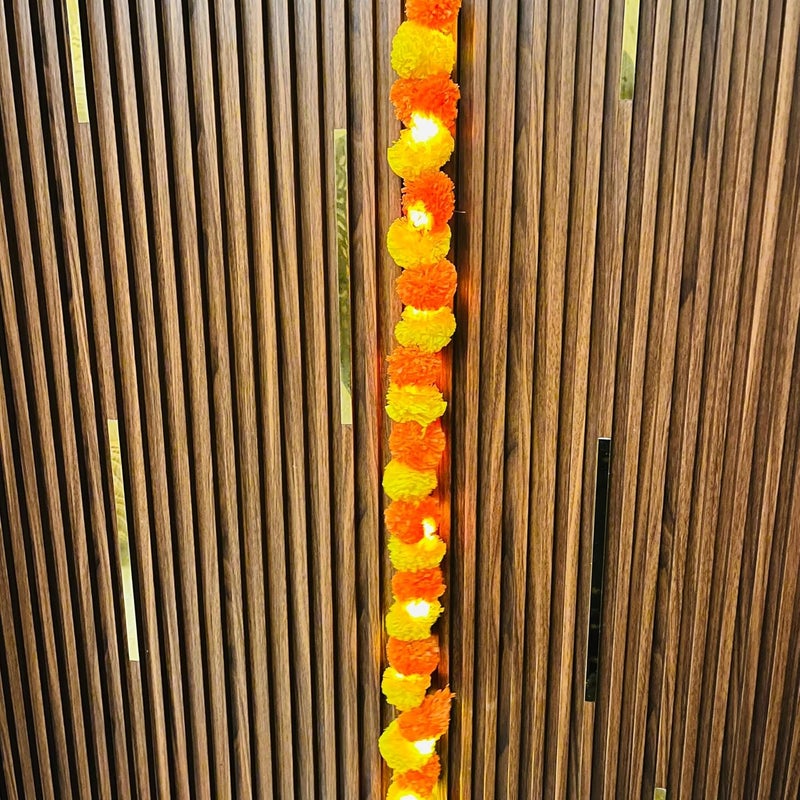 Akaar Decor's Artificial Money Plant/Hydrangea String with Light for Home Decor | Office Decor | Hanging Vine Creeper with Light | Door Wall Balcony Decor | Party Festival (Multi_Genda_2) - Image 2