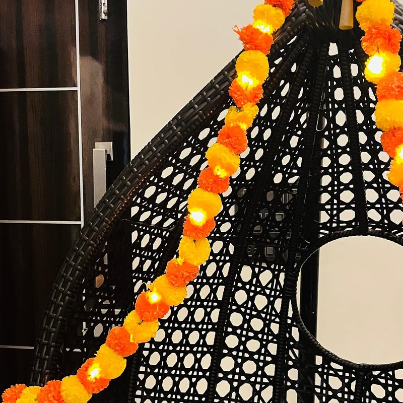 Akaar Decor's Artificial Money Plant/Hydrangea String with Light for Home Decor | Office Decor | Hanging Vine Creeper with Light | Door Wall Balcony Decor | Party Festival (Multi_Genda_2) - Image 1