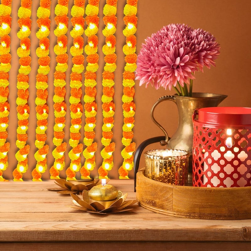 Akaar Decor's Artificial Money Plant/Hydrangea String with Light for Home Decor | Office Decor | Hanging Vine Creeper with Light | Door Wall Balcony Decor | Party Festival (Multi_Genda_2) - Image 3
