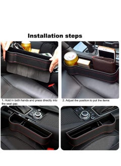 Y&D Car Seat Gap Filler Organizer Between Front seat car and Storage Box Auto Premium PU Leather Console with Cup Holder Pocket for Interior Essentials  - Image 2