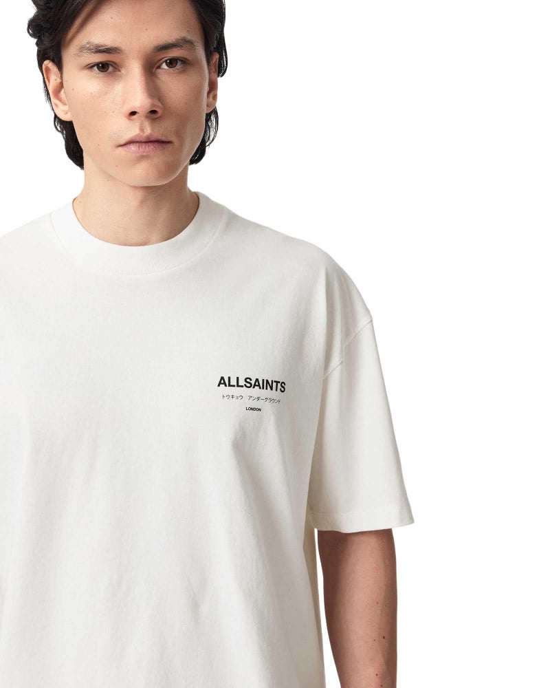 AllSaints Men's Underground Oversized Short Sleeve Crew Neck Shirt Ashen White M - Image 2
