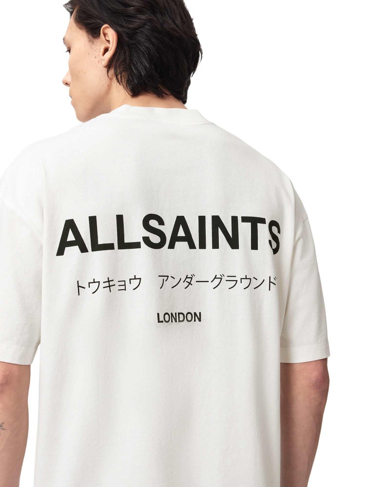 AllSaints Men's Underground Oversized Short Sleeve Crew Neck Shirt Ashen White M - Image 3
