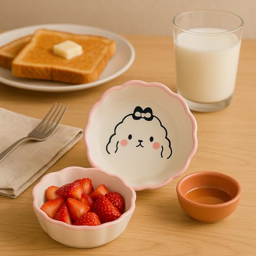 KitchEase 100ML Cartoon Printed Ramekin Bowl | 3.54" Round Ceramic Dessert & Custard Cup | Porcelain Mini Bowl for Baking, Ice Cream, Snacks & Portion Control | Dishwasher & Microwave Safe - Image 2