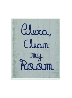 Stupell Industries Alexa Clean My Room Blue Grey Kids Funny Word, Design By Artist Daphne Polselli Art, 10 X 0.5 X 15, Wall Plaque  - Image 1
