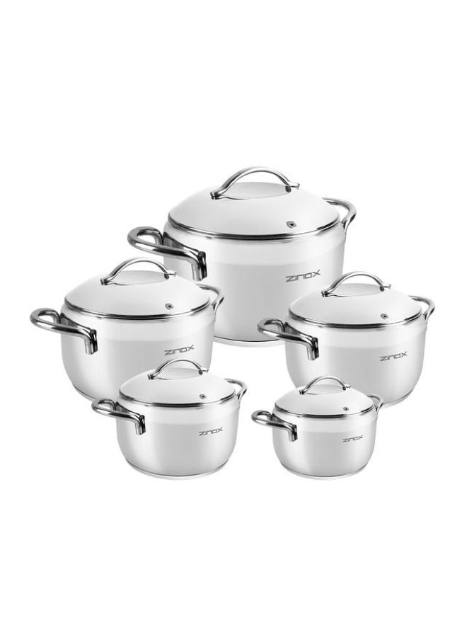 Zinox Verdi 10-Piece Cookware Set (18 - 20 - 22 - 24 - 32)-Silver