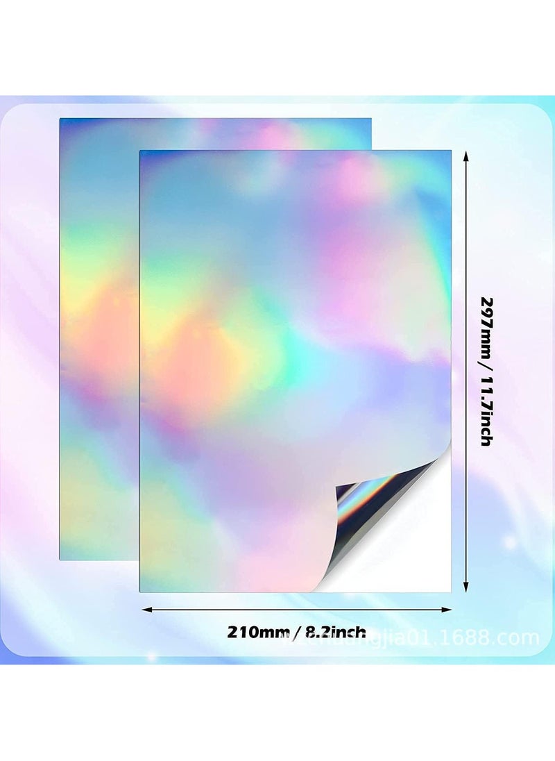 Rightsure 50 Sheets Holographic Sticker Paper Clear A4 Vinyl Sticker Paper Self Adhesive Waterproof Transparent Film, 11.7 x 8.3 Inch  - Image 2