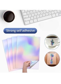 Rightsure 50 Sheets Holographic Sticker Paper Clear A4 Vinyl Sticker Paper Self Adhesive Waterproof Transparent Film, 11.7 x 8.3 Inch  - Image 3