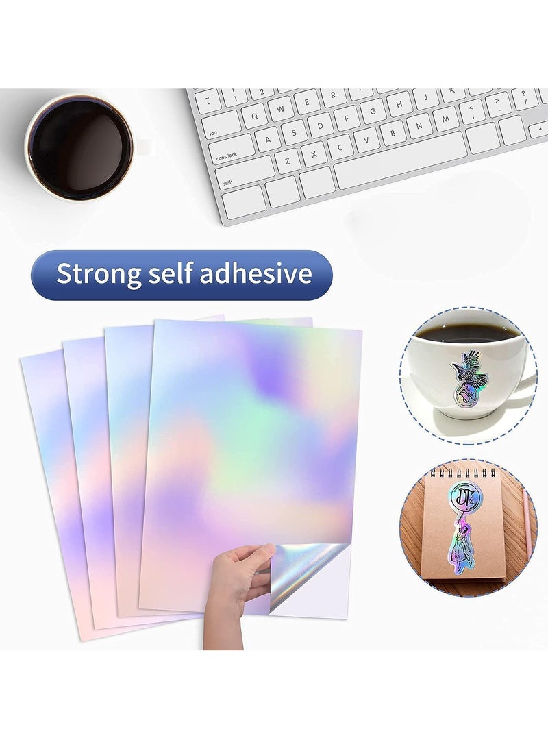 Rightsure 50 Sheets Holographic Sticker Paper Clear A4 Vinyl Sticker Paper Self Adhesive Waterproof Transparent Film, 11.7 x 8.3 Inch  - Image 3