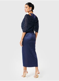 Threadz by Ajooni Detailed Off Shoulder Cape Slit Dress  - Image 2